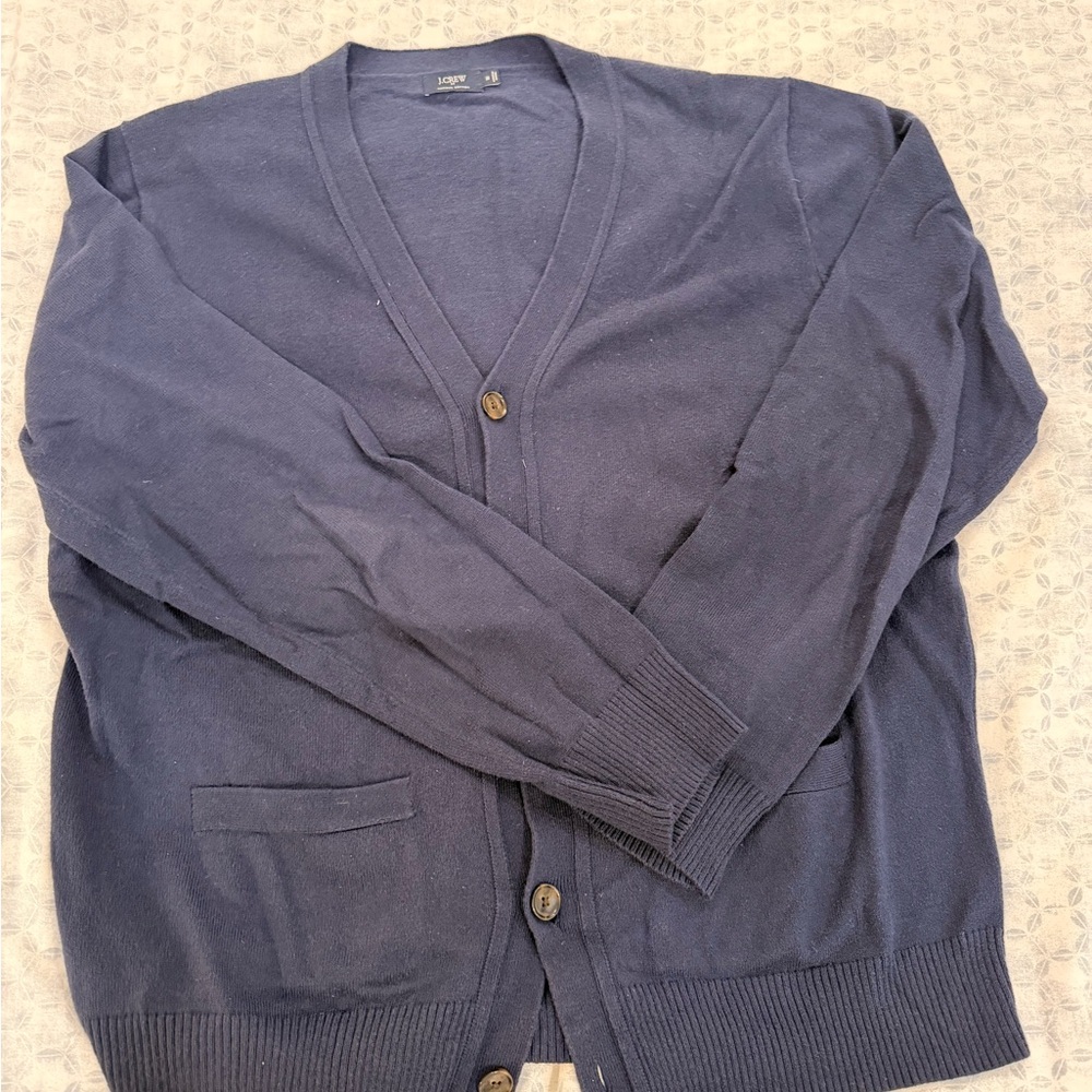 J. Crew Men's Navy Button-Up V-Neck Cardigan